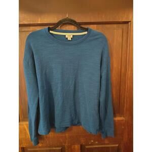 J. Crew Royal Blue Crew Neck Thick Lettering Top Size Large Style Be270 100%...